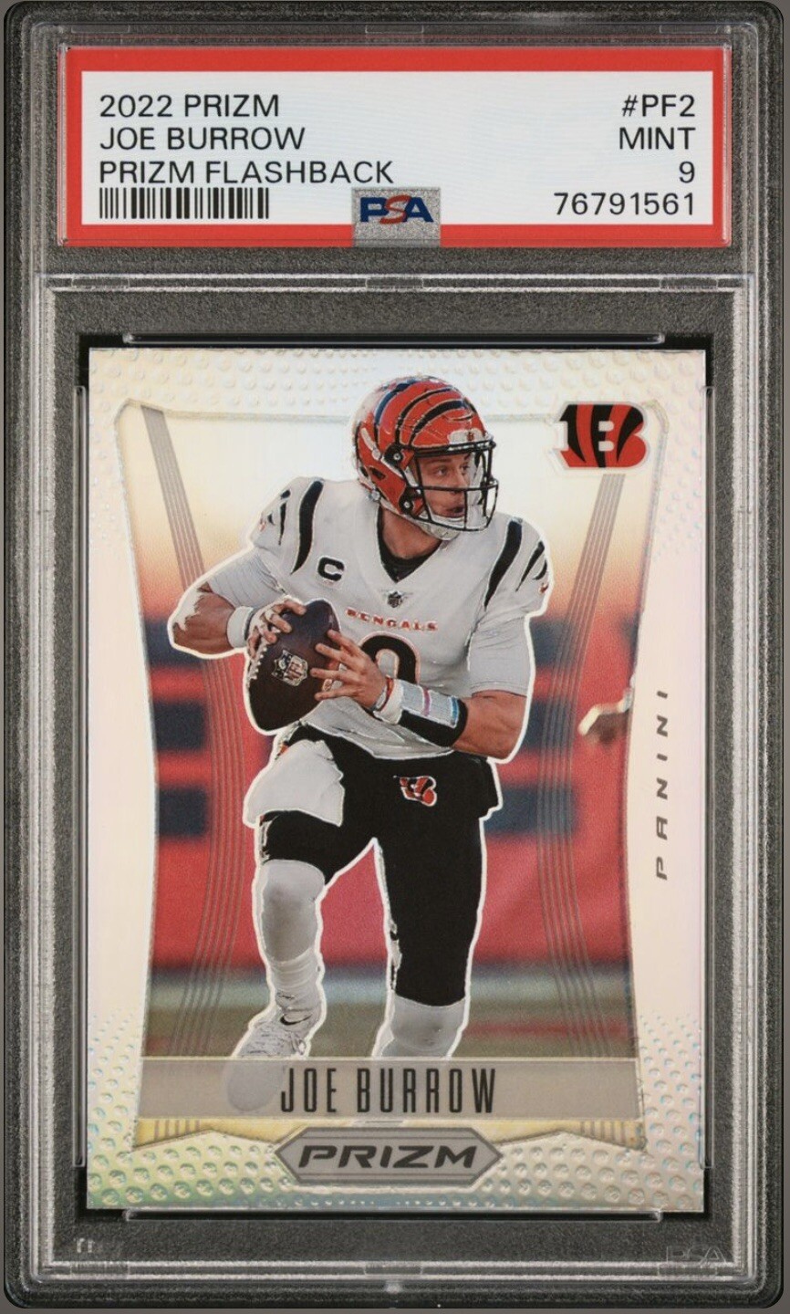 2022 Panini Prizm JOE BURROW #PF-2 Prizm Flashback Silver - BENGALS - PSA 9