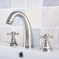Brushed Nickel Widespread Bathroom Sink Faucet 2 Handles 3-Hole Vanity Mixer Tap