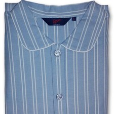 Traditional style Closed front button up Long Nightshirt by Somax Blue Herrin...