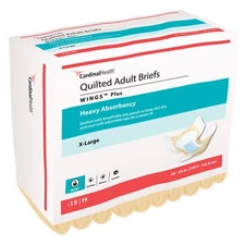 Cardinal Health Quilted Adult Briefs Wings Plus X-Large 59" - 64" PK of 15