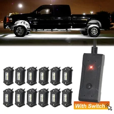 12X White LED Rock Lights Underbody Trail Rig Glow Lamp Offroad SUV Pickup Truck