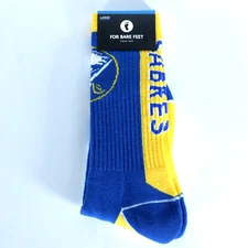 For Bare Feet FBF Buffalo Sabres Socks Large Royal Blue Gold
