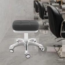 Square Rolling Stool Height Adjustable 330LBS Swivel Stool 5 Universal Wheels US