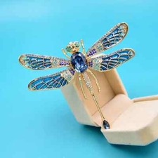 Women Enamel Dragonfly Brooch Diamond Insect Coat Accessories Pin Jewelry