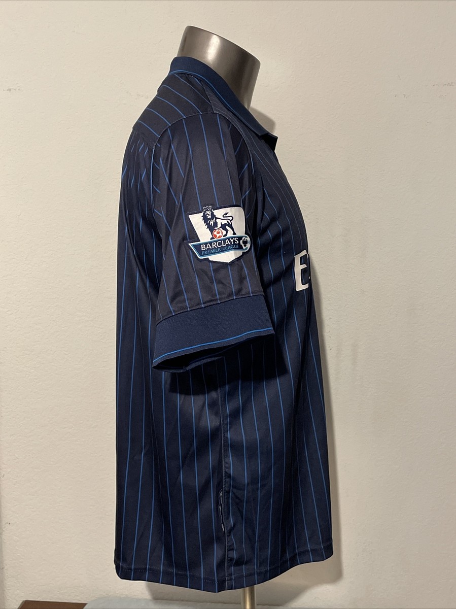 Arsenal Barclay Fly Emirates Blue Pin Stripes Soccer Futbol Jersey