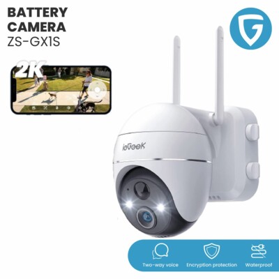 ieGeek Outdoor 360° Wireless Security Camera 2K Home WiFi Battery PTZ CCTV Cam