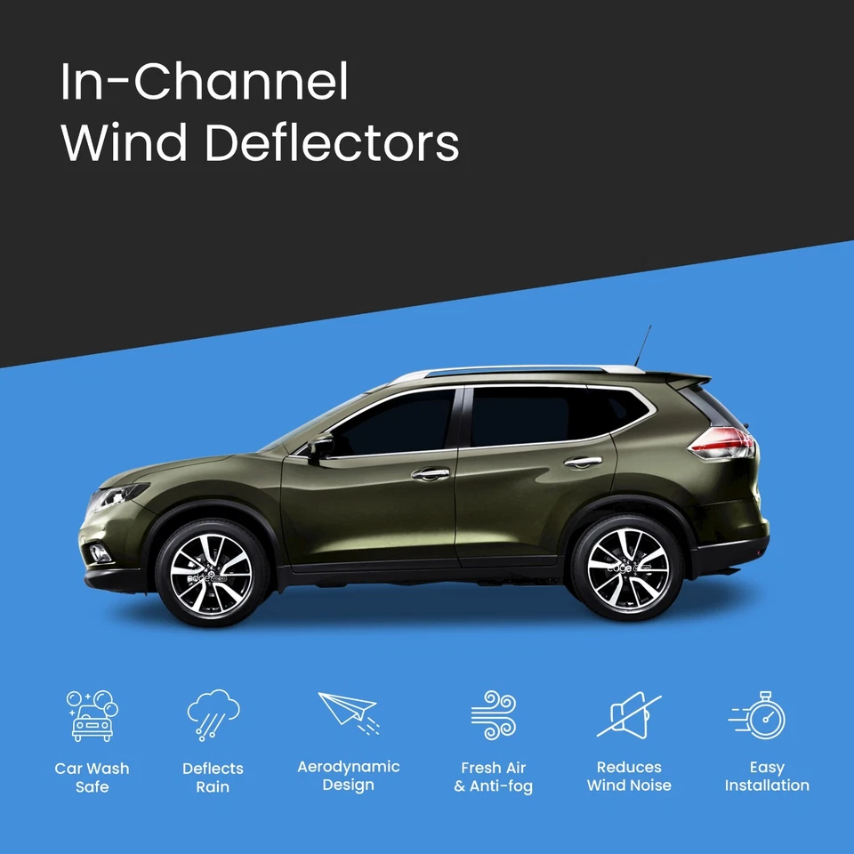 Windabweiser für Nissan X-Trail MK3 T32 2014-2021 5-türer SUV 4-tlg getönt - Bild 3 von 4