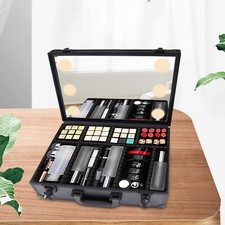 Makeup Bag with Mirror LED Light Travel Makeup Case Cosmetic Box Organizer Black