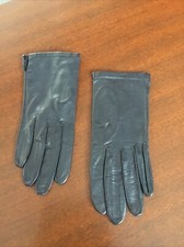 Pair Of Black Miss Aris Lined Leather Gloves Sz. 6.5