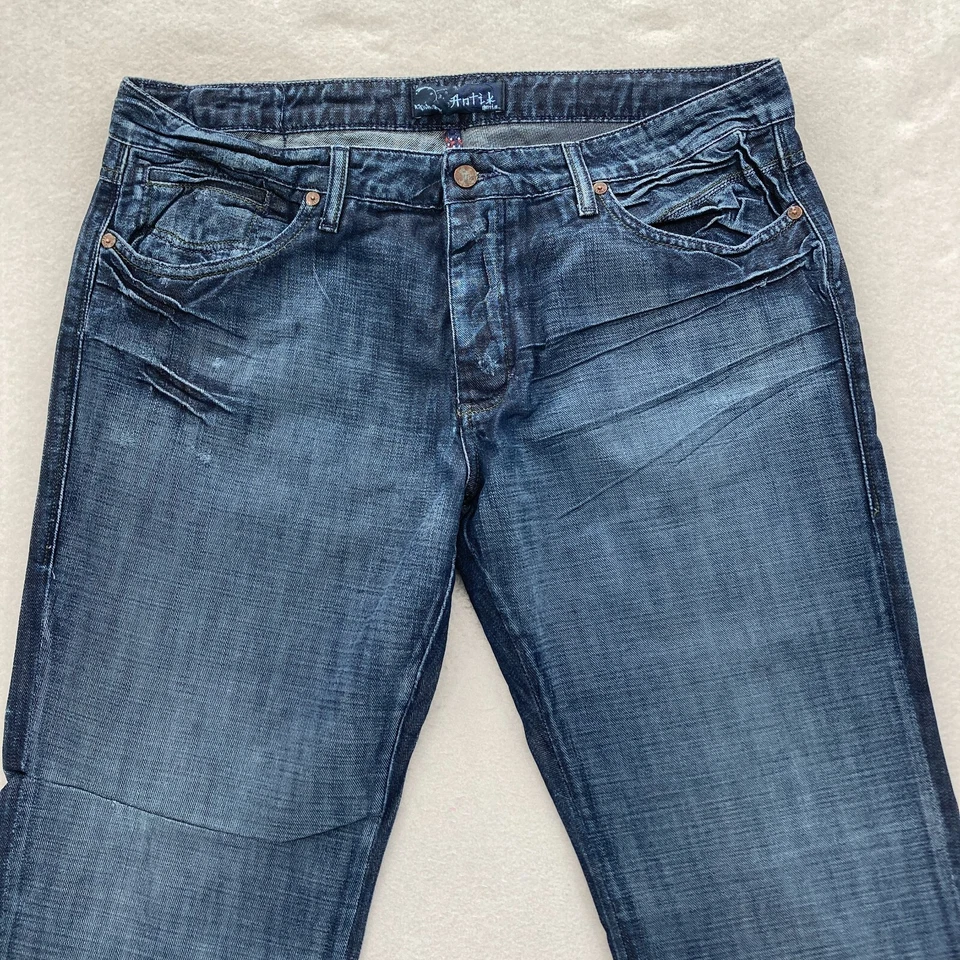 Antik Denim Jeans Mens 36x34 Relaxed Straight Dark Blue Denim Grunge Hip Hop Y2K - Image 3 of 4
