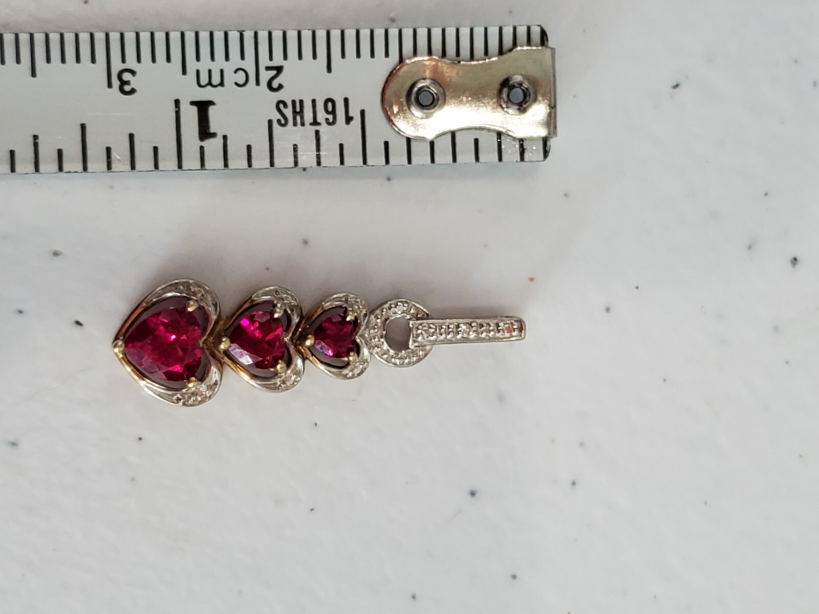 10K Solid Gold Heart-Shaped Ruby Diamond necklace… - image 8