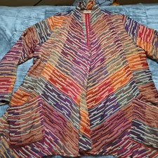 MOTTE Aztec Coatigan Open Front Cardigan Coat Jacket Sz M Multi Lightweight