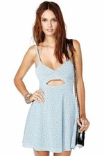 NWOT Nasty Gal After Party Vintage About A Girl Dress Blue Ditsy Floral Dress