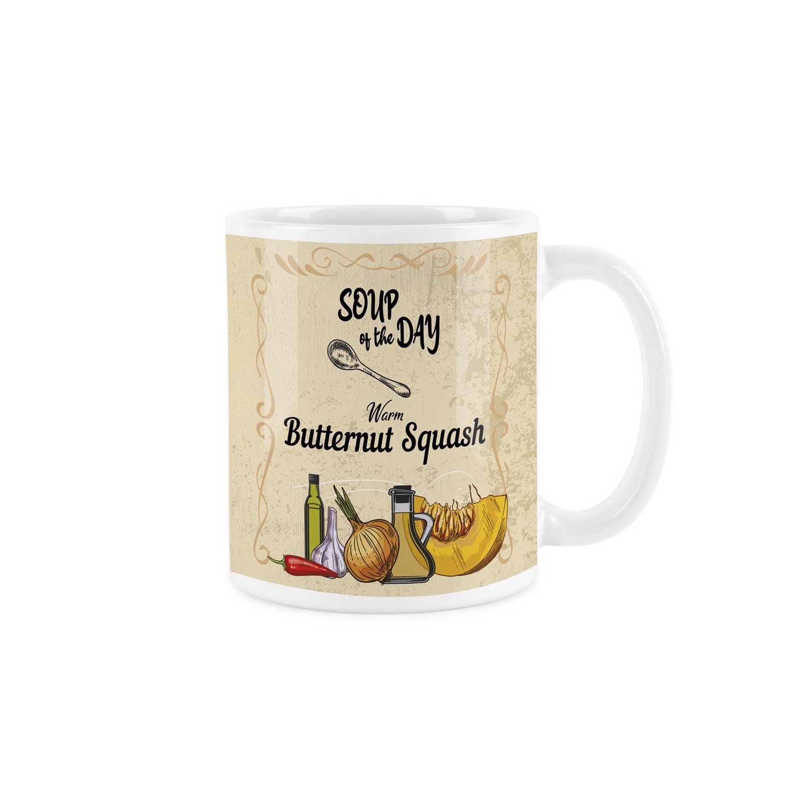 Soup Mug - Butternut Squash Soup of the Day Ceramic Orange Mug Gift