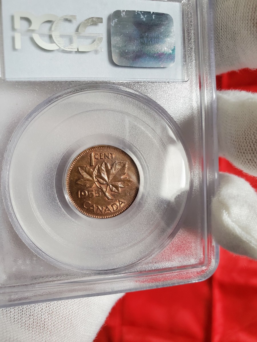 1955 Canada 1 Cent No Strap(NSF) PCGS MS64 BN. Extremely Rare
