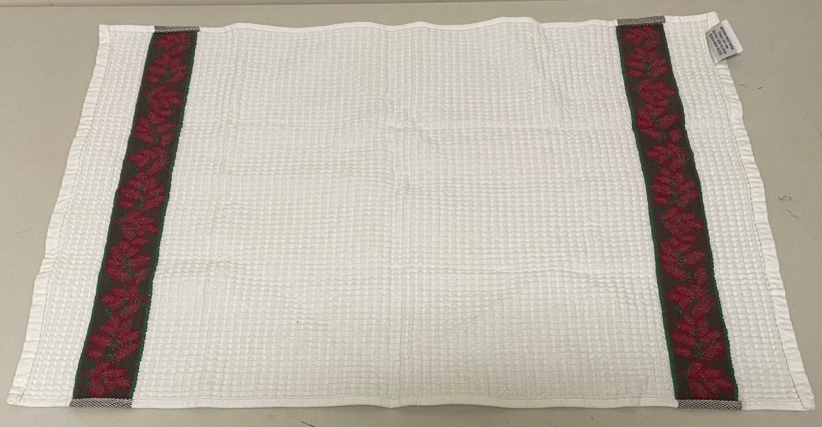 Williams Sonoma 100% Cotton Dish Towel Holiday Holly  Weave Fabric 18"X 25" NEW