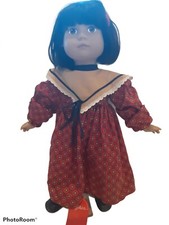 Vtg Sigikid Doll Vinyl w/ Cloth Body Dark Hair Long Dress W. Germany 18"
