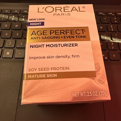 L'oreal Age Perfect Night Cream Anti-Aging Face Moisturizer Soy Seed Protein NEW