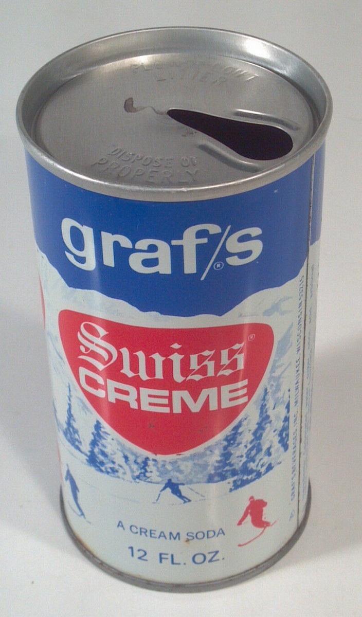 Vintage Graf's Swiss Creme Cream Soda Pop Can 12oz Straight Steel