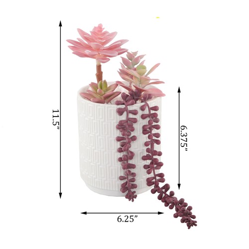 Flora Bunda Artificial Plant 12 in H Pink Succulent Garden in 5 in Greco Cera... - Picture 3 of 3