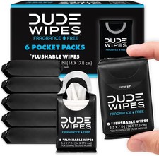 Unscented Pocket Packs, Adult Flushable Travel Wipes, 48 Count
