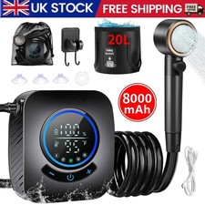Portable Shower With 20L Collapsible Bucket, Upgraded Pump, 8000mAh-LCD Display