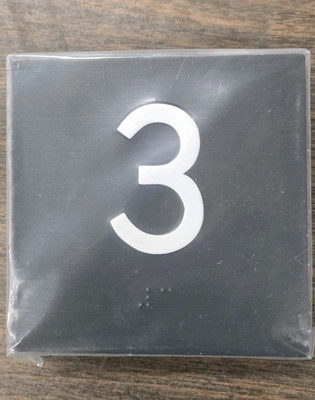 3 - Elevator Jamb Plate Sign with Braille and Raised (black, white 4x4)