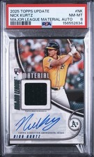 2025 Topps Update Series Nick Kurtz Rookie Patch Auto /50 PSA 8