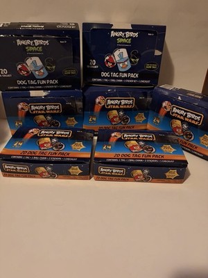 5 Boxes Of Angry Birds Star Wars & 2 Boxes Of Angry Birds Space Dog Tags