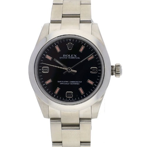 Rolex Oyster Perpetual 177200 Automatic 31mm Black Dial Steel Ladies Wristwatch