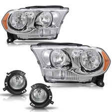For 2011-2013 Dodge Durango Headlights+Fog Light Front Bumper Lamps Clear Set