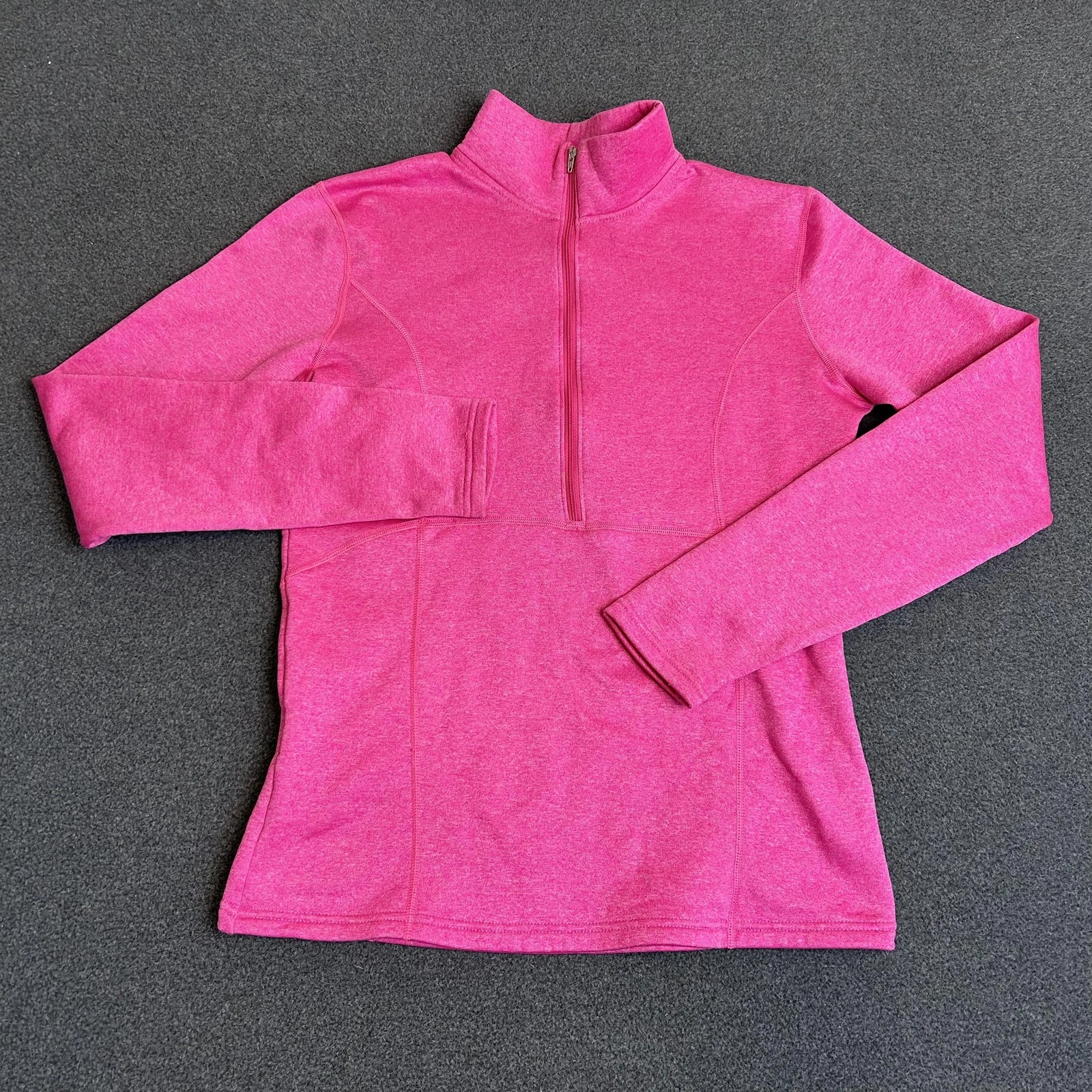 Obermeyer Pullover Womens Medium Pink 1/4 Zip Fleece Thumbholes Ski Base Layer