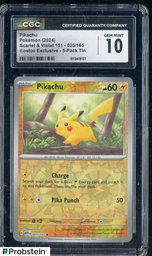 2024 Pokemon Scarlet & Violet 151 Coscto Exclusive 025 Pikachu CGC 10 GEM MINT