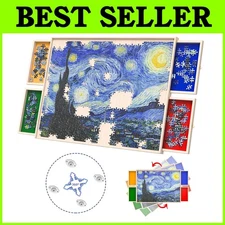 Lightweight Wooden Puzzle Table - Rotatable 360-Degree Board