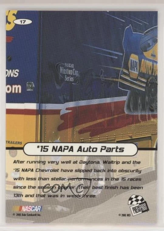 2001 Press Pass Stealth Michael Waltrip #15 NAPA #17 - Image 2 of 2