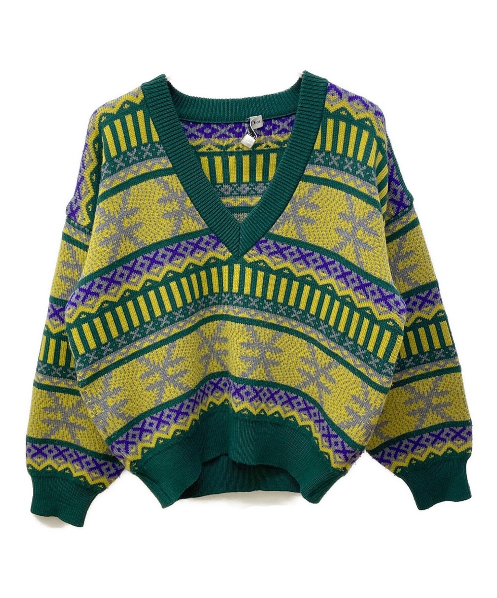 Christian Dior Sports クリスチャンディオールスポーツ モヘヤ混コンビニット M  ヴィンテージ   ブラック/グリーン レディース / 240001179302 Christian Dior - Christian Dior Sports クリスチャンディオール