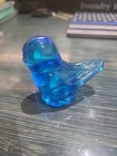 Vintage Blue Bird of Happiness Art Glass Bird Figurine 1995 Signed By Ron Ray