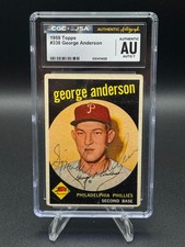 Signed Sparky Anderson Rookie Card 1959 Topps #338 CGCxJSA Authentic Auto 7