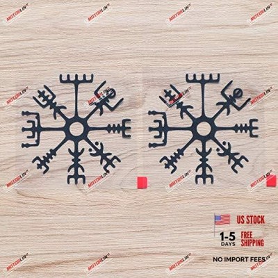 Vegvisir Compass Rune Viking Norse Vinyl Decal Sticker - 2 Pack - Black - 4