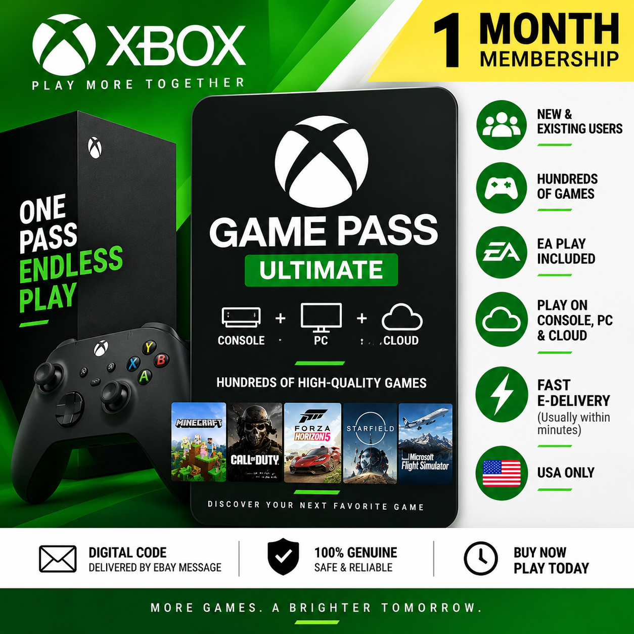 Xbox Game Pass Ultimate 1 Month Digital Code (USA only) New & Existing Users