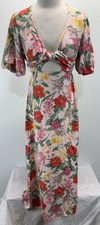 Old Navy Women’s Fit &Flare Floral Linen Blend Twist Front Maxi Dress M Spring