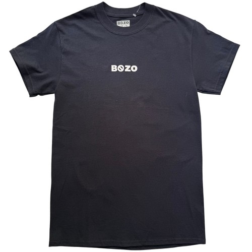 Bozo Shirt Men's size Small Black with Contrast Graphic Spellout Crewneck