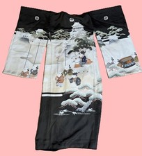 Vintage Boy's Japanese Ceremonial Kimono Handmade Silk with Nagajuban Gown