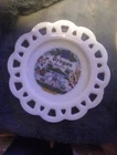 Kansas The Sunflower State Souvenir Plate Vintage Milk Glass with Wall Mount!