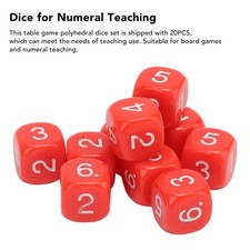 20PCS 6 Sided Number Dice Plastic 16mm Round Corner Polyhedral Dice Set For Num  