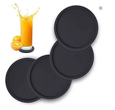 Non-Slip Round Black Silicone Coasters Non-slip Cup Mats Pad Drinks Table Glass