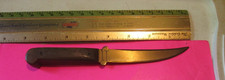 VTG BRASS LETTER OPENER WOOD WOODEN HANDLE IN THE SHAPE OF A KNIFE DIFFERENT