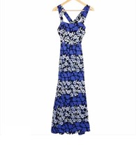 Anthropologie Maeve Blue Floral Maxi Dress Size 2