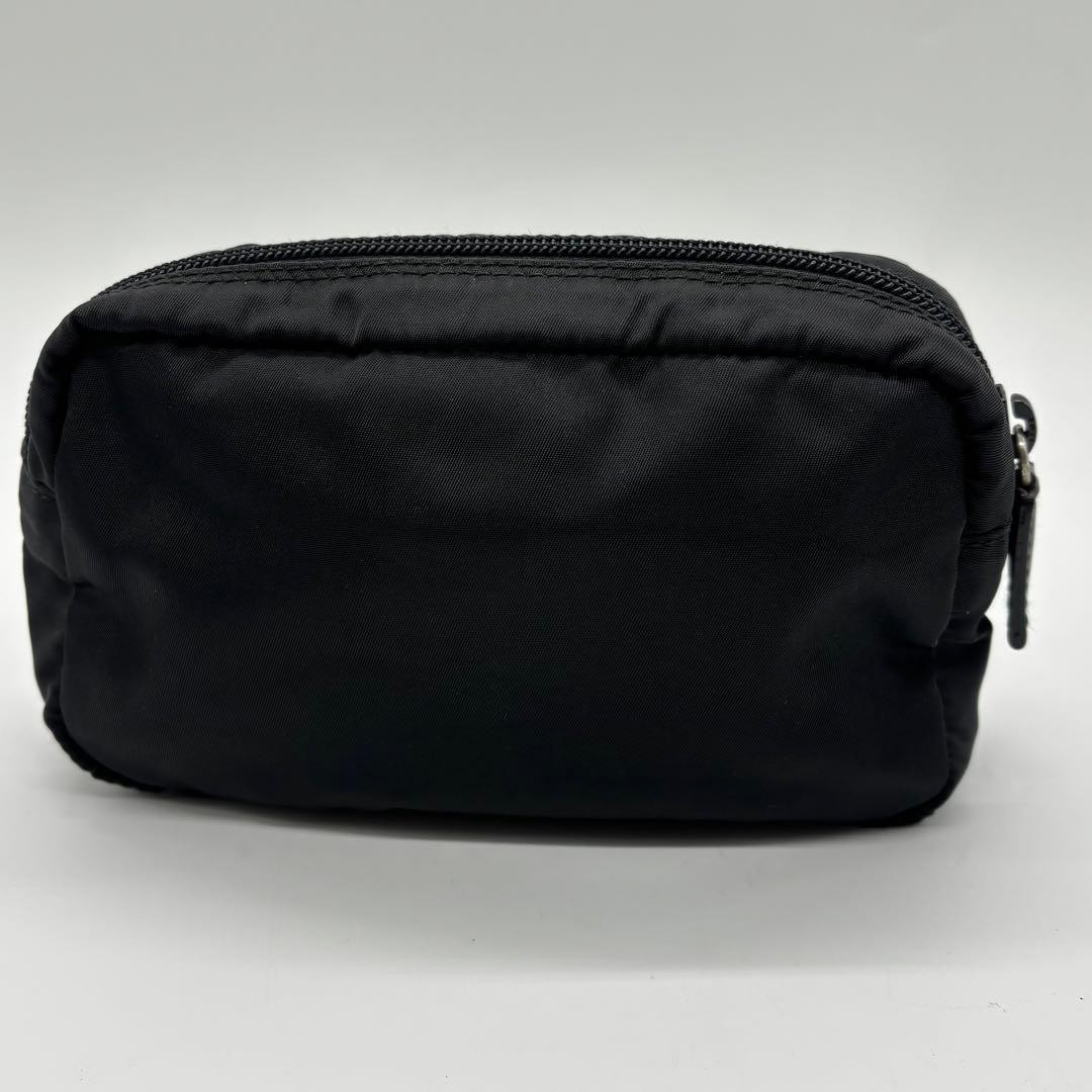 PRADA black nylon pouch with triangular plate - image 4