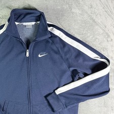 Nike Track Jacket Navy Blue Full Zip Athletic Mens Size Large Swoosh Logo